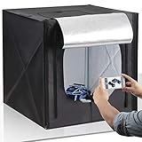 Amzdeal Light Box Photo Studio 20 x 20 inch Professional Photography Tent with LED Light 4 Backdrops (White Black Orange Grey)