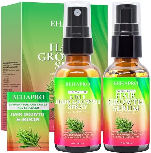 Rosemary Oil for Hair Growth,with Serum for Hair Growth,Heat Protectant Spray,Biotin Argan Oil Hair Growth Products for Thinning Hair & Hair Loss Treatment,Birthday Gifts for Women Mom Her Men