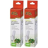 (2 Pack) Zilla Mini Compact Tropical Fluorescent Bulb, 6 Watt