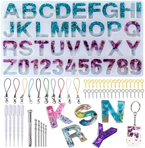 DIY Casting Mold, Topus Letter Number Silicone Casting Mold, Number Alphabet Jewelry Casting Mold DIY Sugar Cake Craft Casting Mould Mold and 236 PCS Tool Set Assorted Types