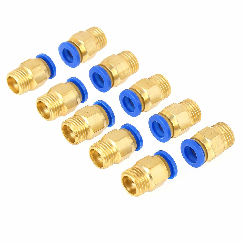 Pneumatic Connector, 10pcs Pneumatic Straight Quick Connector Air Push Fittings Adapter 8mm Diameter Thread 1/4BSP Set Pneumatic Tools