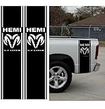 Matte Black Hemi 5.7 liter RAM 1500 bed stripe decal kit, Dodge, 11