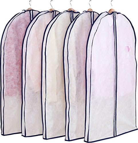 アストロ 洋服カバー マチ付 5枚 スーツサイズ 不織布 ファスナー 透明窓 防虫剤ポケット付き 底までカバー 110-48