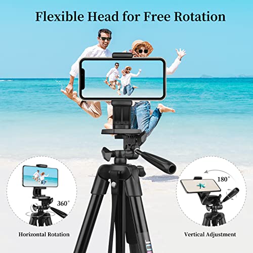 JOILCAN Tripod for High Mobile, 161 cm Selfie Stick Tripod with Remote Control, Portable Tripod with Mobile Phone Holder, Aluminum Mobile Tripod for iPhone Samsung Huawei Camera