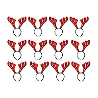 Adv-one Christmas Reindeer Antlers Headband with Bells Deer Hats Props for Fancy Dress Novelty Party Accessory, 12Pcs