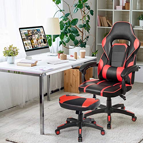 Giantex MultiUse Gaming Footstool, Height Adjustable Faux Leather