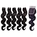 JINREN (TM) Brazilian Virgin Hair with Closure Unprocessed Brazilian Body Wave Human Hair Weave 5 Bundles with Lace Closure 4x4 Lace Top Closure (16