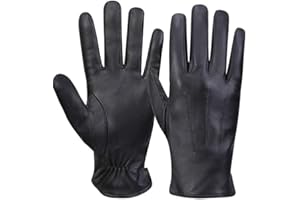 Mens Luxury Nappa Lambskin Leather Gloves Winter Warm Touchscreen Gloves Cashmere Lining