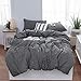 LIFETOWN Jersey Knit Cotton Duvet Cover Twin, Twin XL Black White Striped Duvet Cover Set 3 Pieces, Super Soft and Easy Care