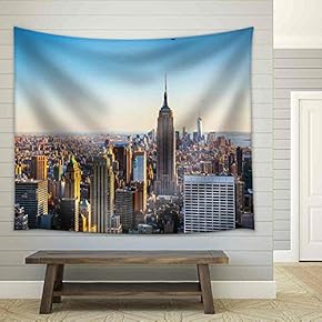 New York City Cityscape on a Sunny Day - Fabric Wall Tapestry Home Decor - 51x60 inches