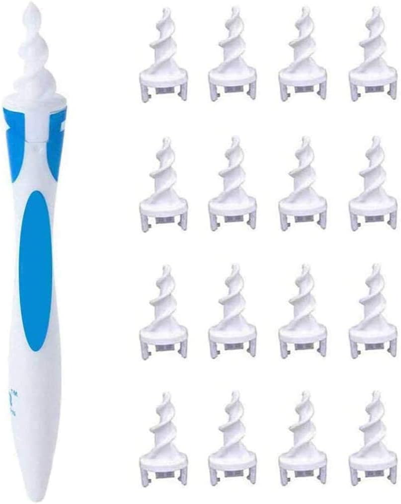 AMAZOM Ear Wax Cleaner, Earwax Remover Tool, Ear Wax Remover, Soft Silicone Spiral Earwax Remover Tool, 16 Replacement Heads, Q-Tip Replacement,Easy Cleaning: Home & Kitchen