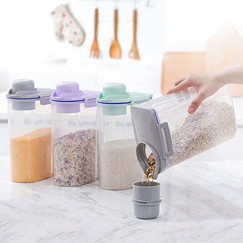 Ansee Cereal Container Dog Food Storage Containers with Airtight Design Pour Spout Measuring Cup BPA-Free Dry Food Cereal Dispenser for Flour Rice Snacks (1 Pack Gray) - Thumbnail 6