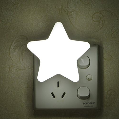 Mecar Power Saving,Light Control Intelligence LED Night Light,Cute Star Shape Lamp Small Night Light Bedroom Decor Gift-2PCS,White