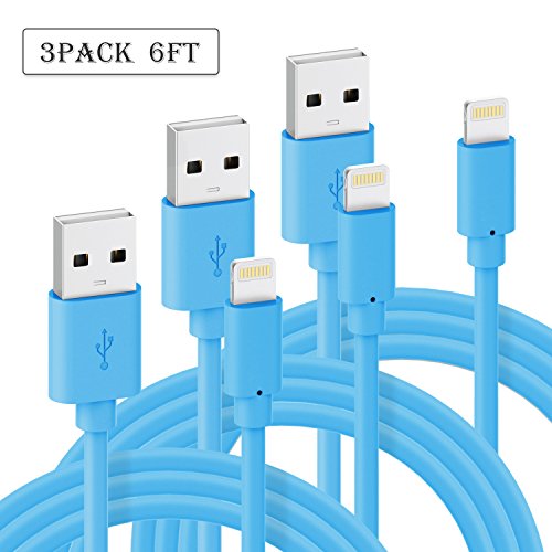 iPhone Charger Quntis Lightning Cable Certificated 3 Pack 6ft iPhone Cord for iPhone X 8 8 Plus 7 7 Plus 6s 6s Plus 6 6 Plus SE 5s 5c 5 iPad mini iPad Air iPad Pro iPod and More - Blue