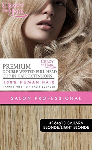 22" Premium Double Wefted Clip-in Remy Human Hair Extensions Sahara Blonde/Light Blonde (16/613)