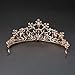 SWEETV Rose Gold Pearl Wedding Tiara for Bride, Crystal Tiaras and Crowns for Women, Princess Tiara Costume Crown for Birthday Party Prom
