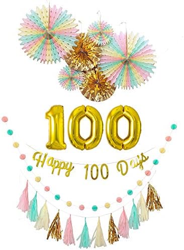 Regalo 100日祝い 飾り付け セット 女の子 100日 ベビー お食い初め 100days 飾り ガーランド ゴールド 男の子 子供 バースデーデコレーション ペーパーファン パステル 装飾 バルーン 超歓迎された 可愛い 誕生日