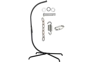 MOJIA Hanging Egg Chair Stand Only, Hammock Chair C-Stand with Hanging Chain, Snap Hook, Pin Plug, Spring for Patio Macrame Hammock Swinging Chair 440lbs Capacity (Black)