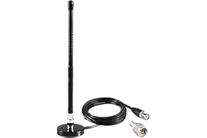 Long Range 27MHz Soft Whip Magnetic Base CB Radio Antenna with PL-259 BNC Male Connector for Cobra Midland Uniden Maxon President Vehicle Car Truck Mobile Handheld CB Radio Police Scanner, Eifagur