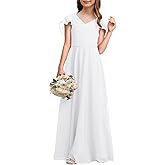 Galawaqe Kids Junior Bridesmaid Dresses Chiffon Flower Girl Dress for Teen Girl Long Party Pageant Gowns