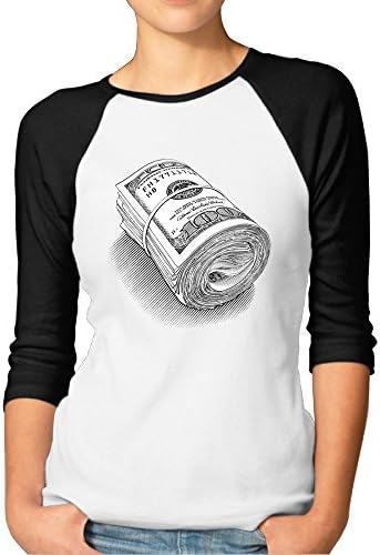 Roll Of Money Printed Women Funny 3/4 Sleeve Baseball Tee