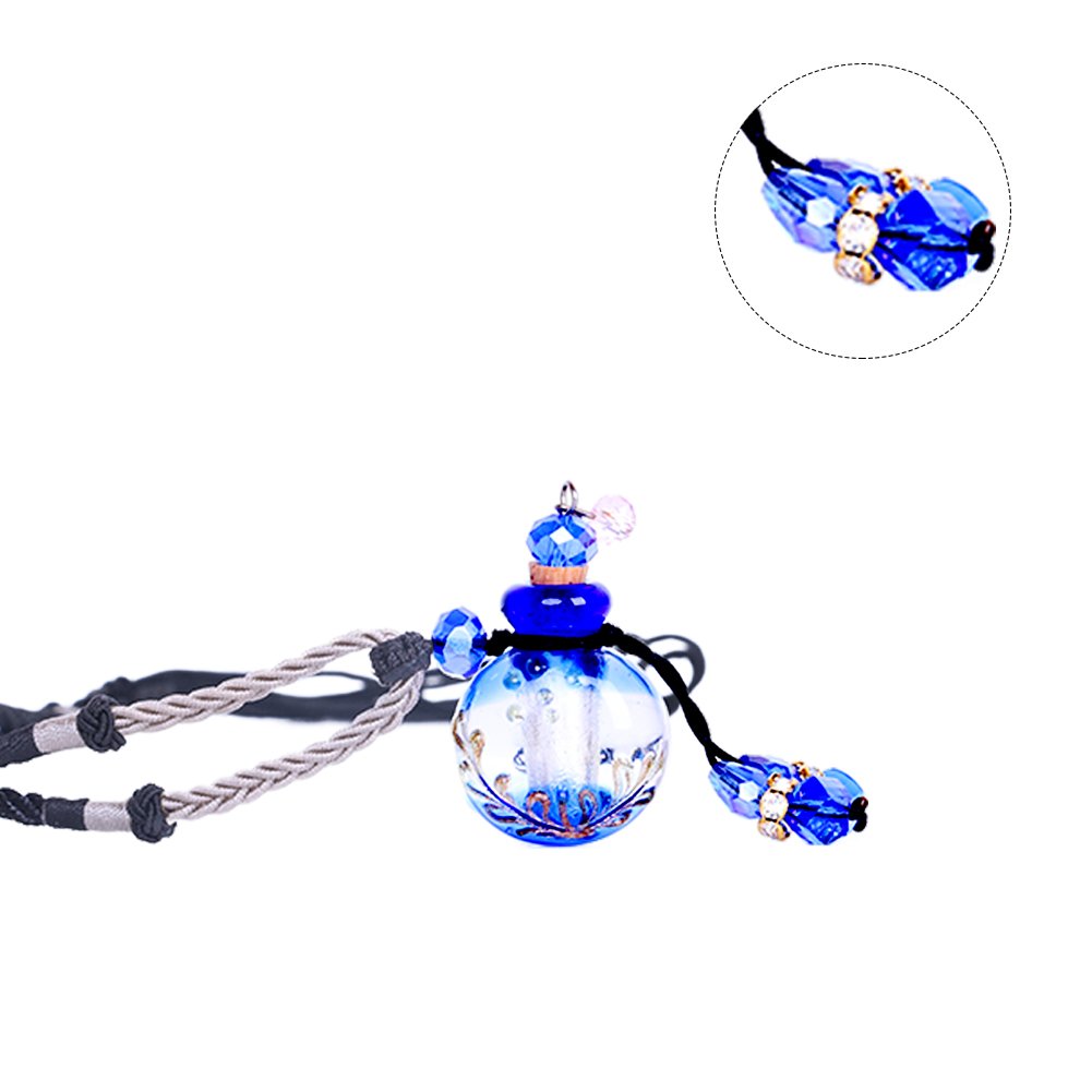 Aromatherapy Essential Oil Diffuser Necklace, JMT® Italy Premium Glass Handcraft Aroma Pendant With Adjustable Chain Full Length 20\'\'-28\'\', Free Accessories Gifted (Diamond Blue)
