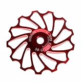OVERMAL 13T MTB Ceramic Bearing Jockey Wheel Pulley Road Bike Bicycle Rear Derailleur (Red)