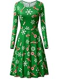 KIRA Womens Christmas Dress Long Sleeve Casual Aline Party Dress