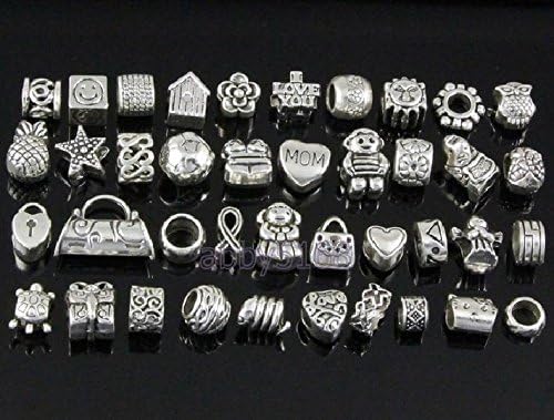 _40pcs_Tibetan_Silver_Plt_Bulk_Lots_Beads_Fit_Charm_Bracelet_ZN02