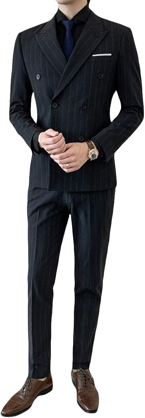 Amazon Co Jp Yunclos スーツメンズ ダブルスーツ ストライプ柄 3ピース おしゃれ 服 ファッション小物