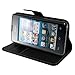 kwmobile Case Compatible with Huawei Ascend Y300 - Wallet Case PU Leather Phone Cover with Card Holder Slots - Black