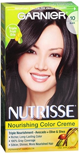 Garnier Nutrisse Haircolor Creme, Black [10] 1 ea (Pack of 3)