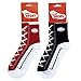 Bits and Pieces- 2 Pairs of Silly Socks - One Red Pair One Black Pair of Sneaker Silly Socks - Adult Funny Sneaker Socks