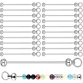 lqwidyf 20 Pcs Beadable Keychain Bars Bulk Blank Metal Key Chain BarsBeaded Keychain Pendant Charms Accessories for DIY Crafts Jewelry Making Supplies