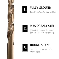 Hymnorq 8PC Metric Cobalt Steel Twist Drill Bits