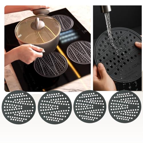 Kit 4 Tapete de Silicone para Fogão de Indução Cooktop – Almofada Protetora Antiderrapante e Reutilizável Alta Resistencia