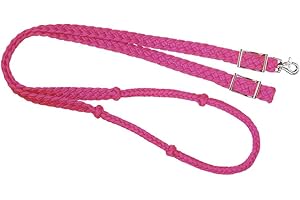 Tough 1 Knotted Cord Roping Reins, Pink