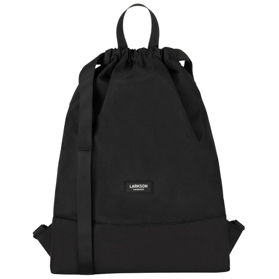 LARKSON Drawstring Bag Women & Men Black - No 7 - Gym Bag for Girls & Boys - Sports Sack with Inside Pocket - Water-Repellent — image 1