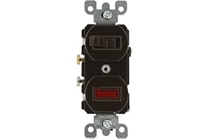 Leviton 20 Amp, 120 Volt, Duplex Style Single-Pole/Neon Pilot AC Combination Switch, Commercial Grade, 5336, Brown