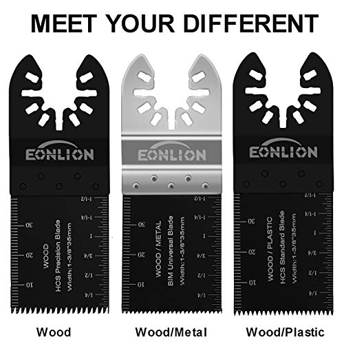 EONLION 50 Metal Wood Universal Oscillating Multitool Quick Release Saw Blades Kit Fein Multimaster Porter Cable Black&Decker Bosch Dremel Craftsman Ridgid Ryobi Milwaukee Dewalt Rockwell 20 for Metal - Thumbnail 4