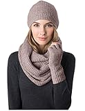 Celeste Women's Wool Cashmere Blend 3 Piece Set, Hat, Infinity Scarf & Glove