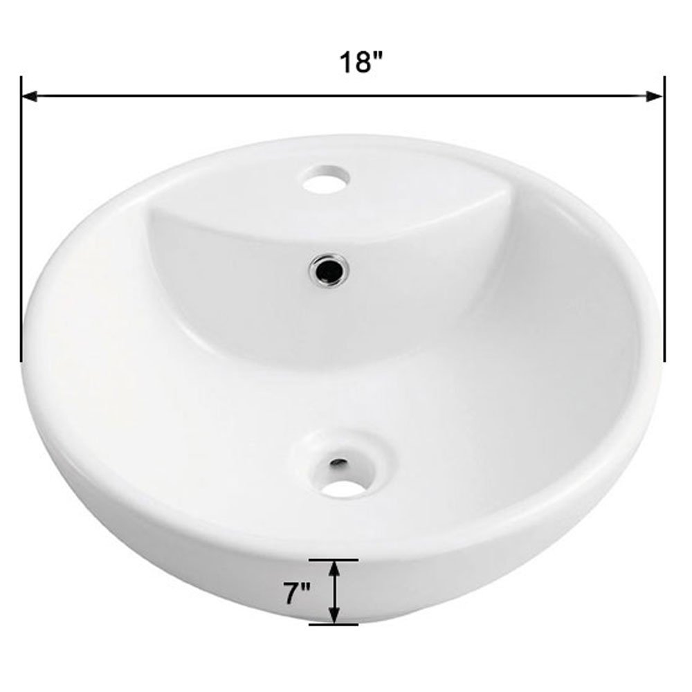 Cl1042 Decoraport White Round Ceramic Bathroom Kitchen Vessel Sink