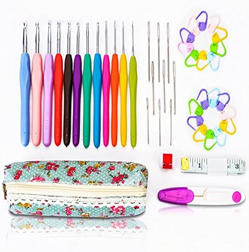 SZLhappyboy Crochet Hooks, 45 pcs with Case, Soft Handles crochet hooks, Ergonomic Handle Hooks, Ideal for Crocheters with Arthritis, Perfect gift!