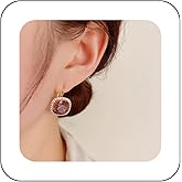 Shiruier Boho Gold Huggie Hoop Earrings for Women Vintage Pink Square Crystal Dangle Earring Tiny Rhinestone Drop Earrings Leverback Birthstone Earring Everyday Jewelry Gift