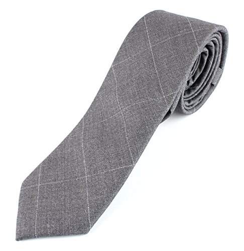 Men's Cotton Skinny Necktie Colorful Cross Stich Pattern - Light Gray with White