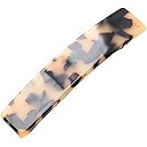 Prettyou Handmade Celluloid French Clip Design Tortoise Shell Oblong Luxury Fashion Accessories Hair Clip Claw for Women Barrettes (A)