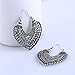 Mrsrui Women Vintage Bohemian Flower Carved Circle Heart Hoop Earring Ancient Silver Plated