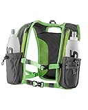 SLS3 Running Hydration Vest | Backpack | 2 Bottles | Adjustable Strap System | Extra Storage Pockets (Lime 2x 17 oz soft flask)