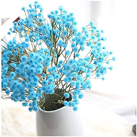 Foutou Four seasons sky star flower Artificial Silk Fake Flowers Baby's Breath Floral Wedding Bouquet Party Decors（Vase not included） (Blue)