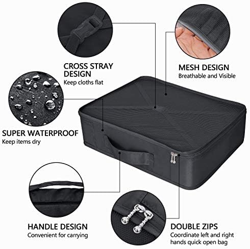 Packing Cubes 8 Sets/7 Colors Latest Design Travel Luggage Organizers Include Waterproof Shoe Storage Bag Convenient Packing Pouches for Traveller (Black) 2 Packing Cubes 8 Sets/7 Colors Latest Design Travel Luggage Organizers Include Waterproof Shoe Storage Bag Convenient Packing Pouches for Traveller (Black)
